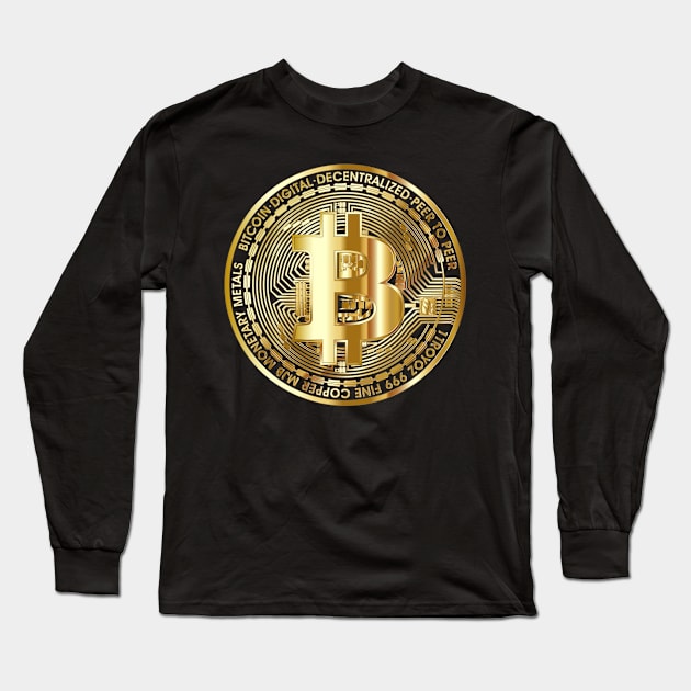 Bitcoin large coin BTC trending digital gold aesthetic design Long Sleeve T-Shirt by Brasilia Catholic